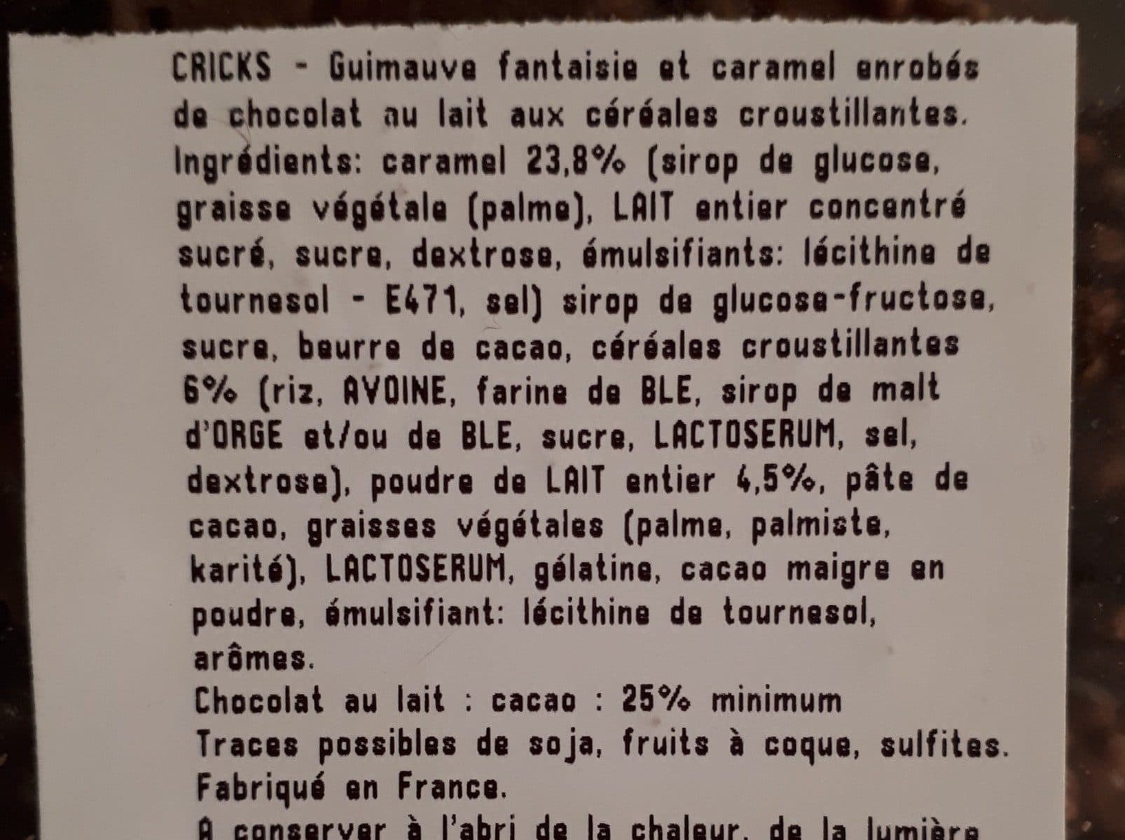 Open Food Facts Guimauve Cricks packshot
