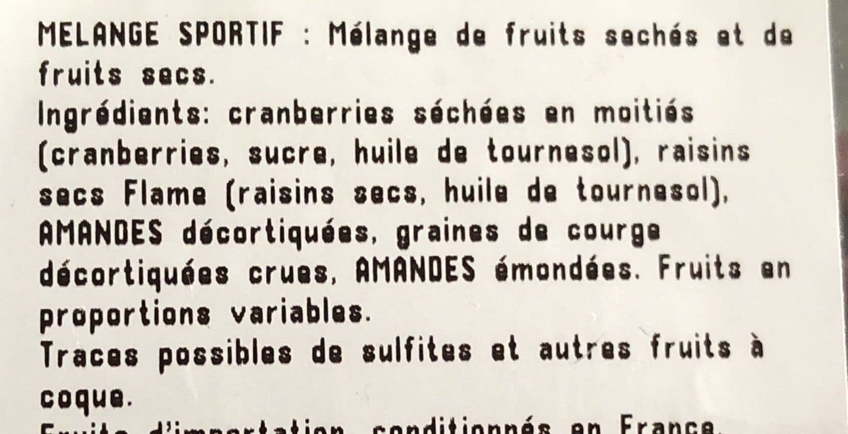 Open Food Facts Mélange sportif packshot