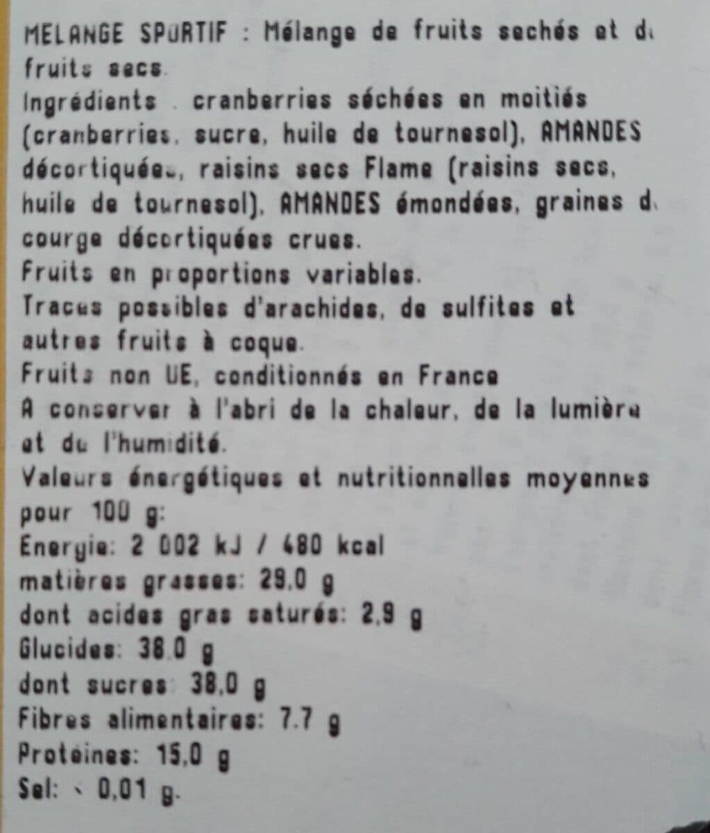 Open Food Facts Melange sportif packshot