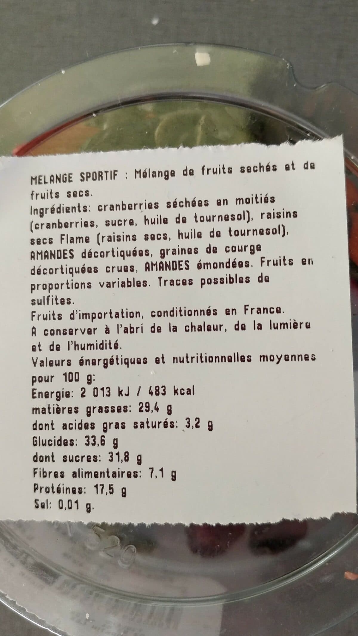 Open Food Facts Melange sportif GF packshot