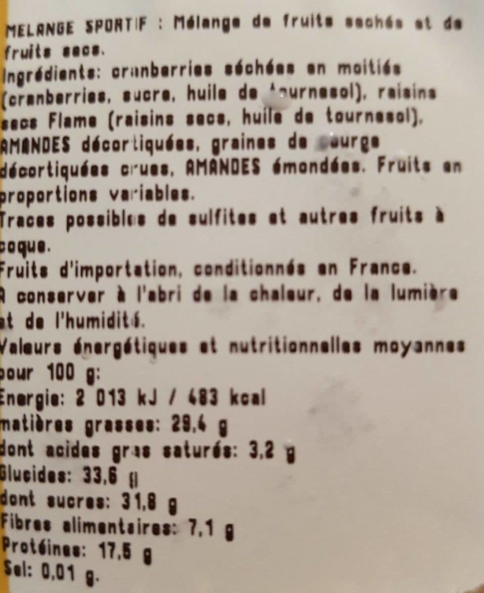 Open Food Facts Mélange sportif packshot