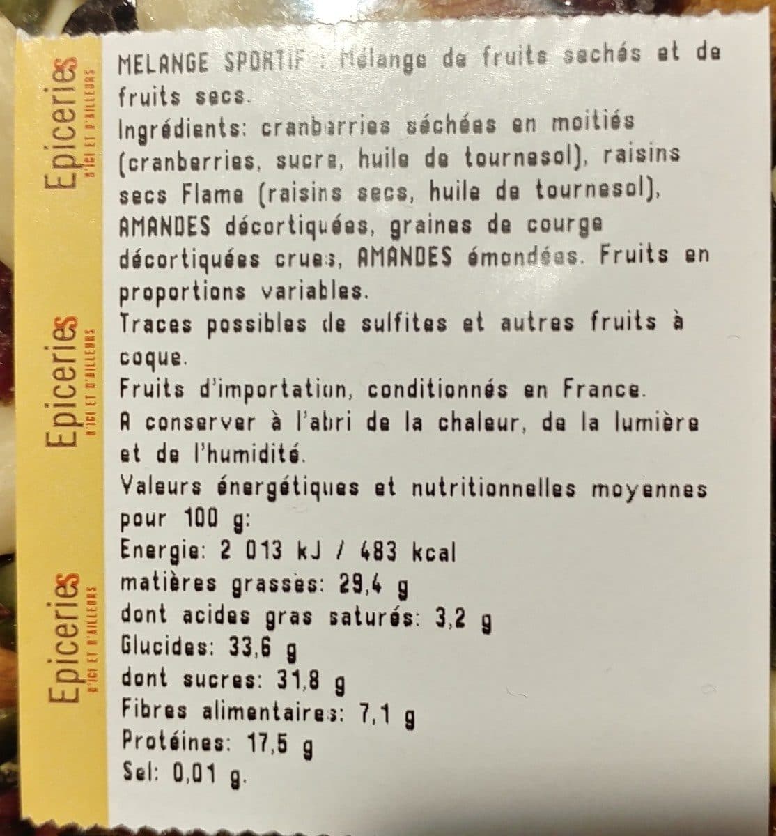 Open Food Facts Mélange sportif packshot