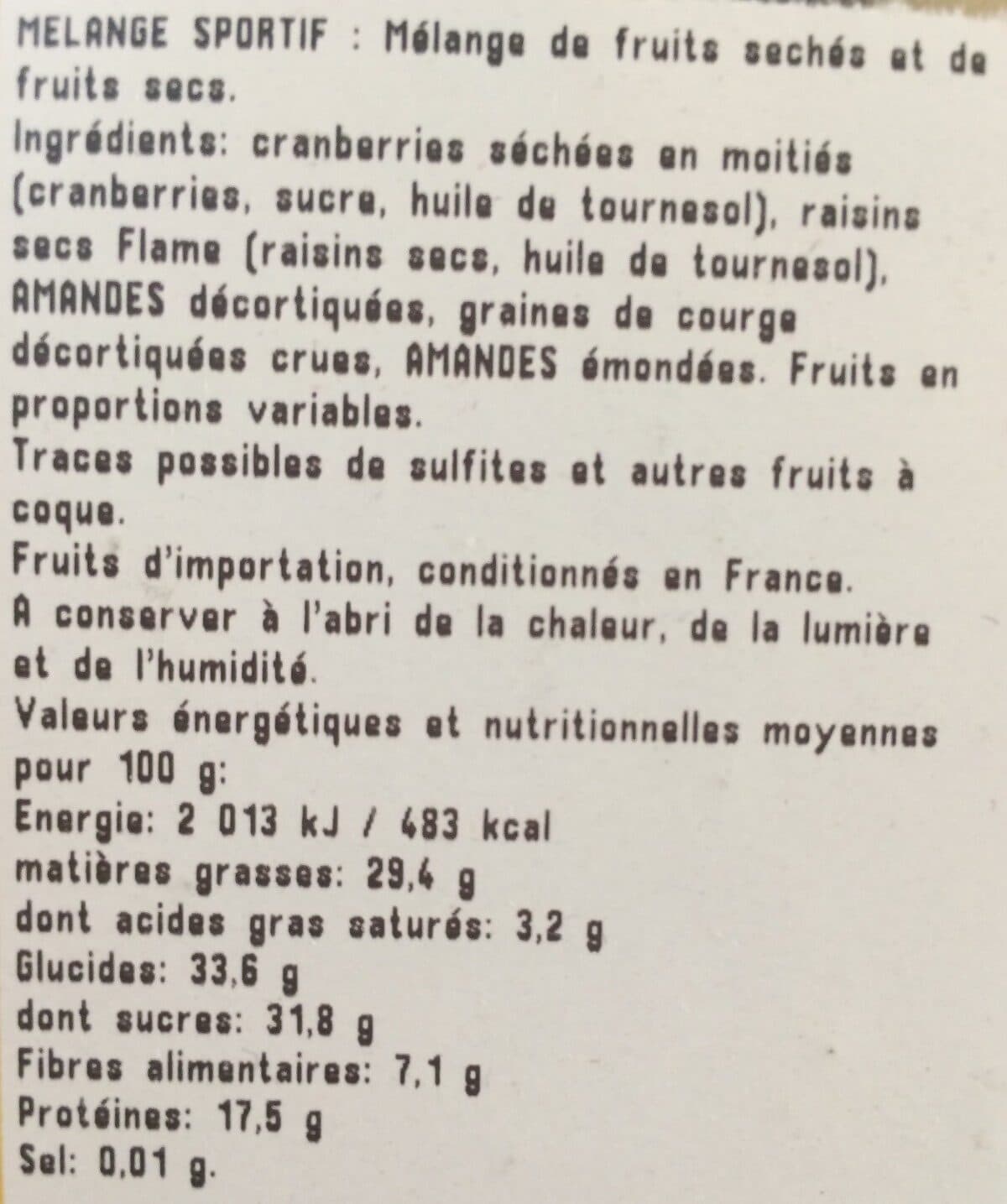 Open Food Facts Melange sportif packshot