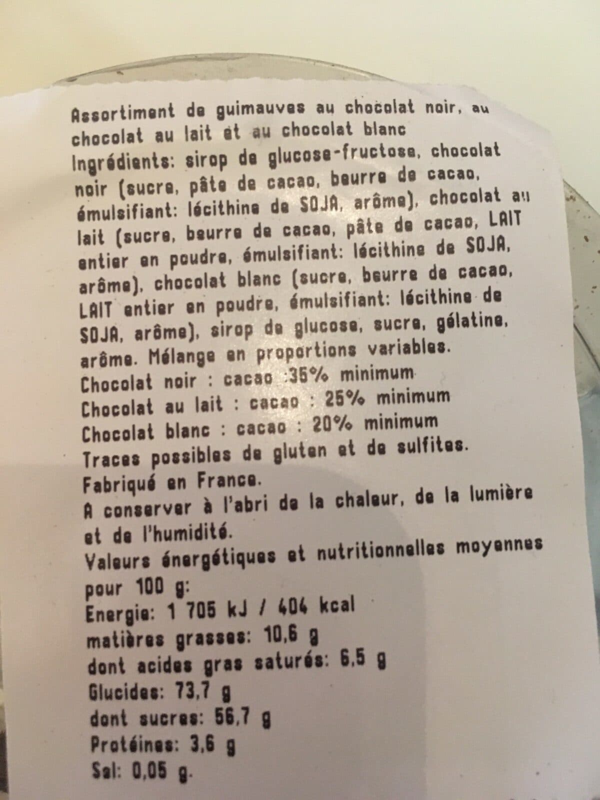 Open Food Facts Assortie de guimauve au chocoalt nour au choc packshot