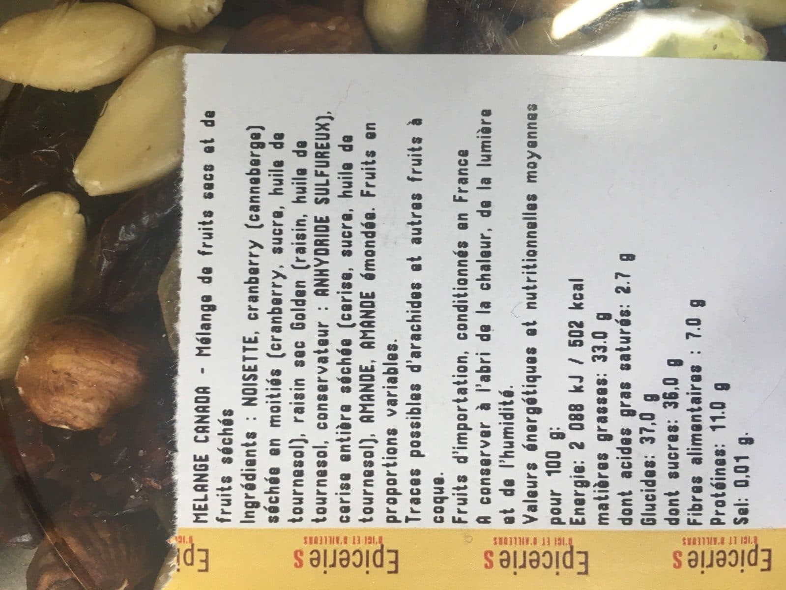 Open Food Facts Melange du canada packshot