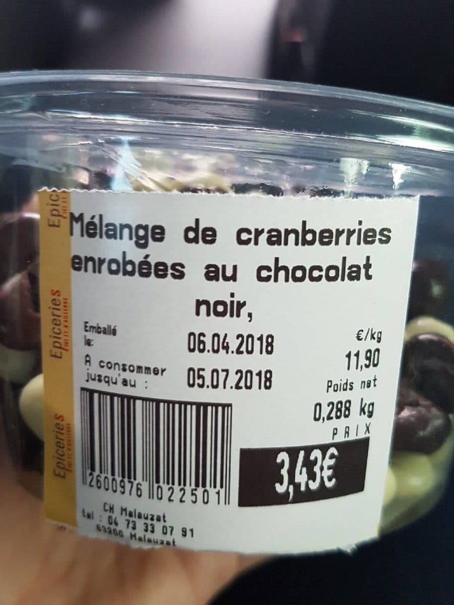 Open Food Facts Mélanges transfert enrobés chocolat noir packshot
