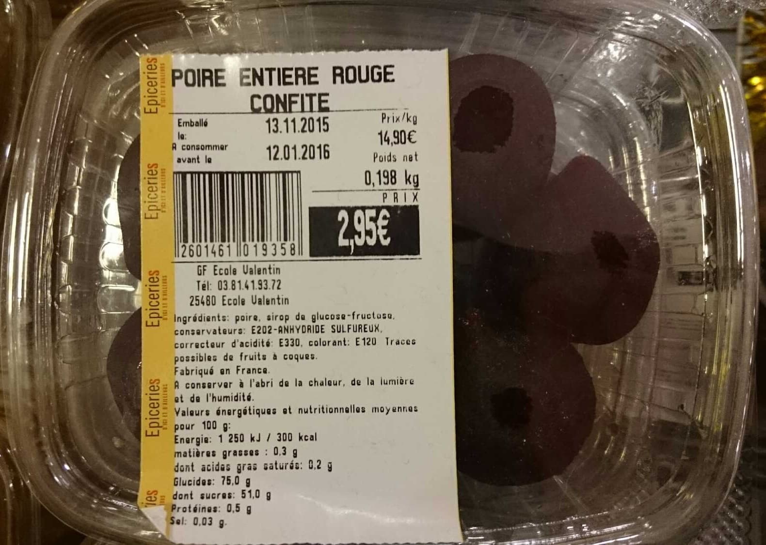 Epiceries d'Ici et Ailleurs Poire entière rouge confite packshot