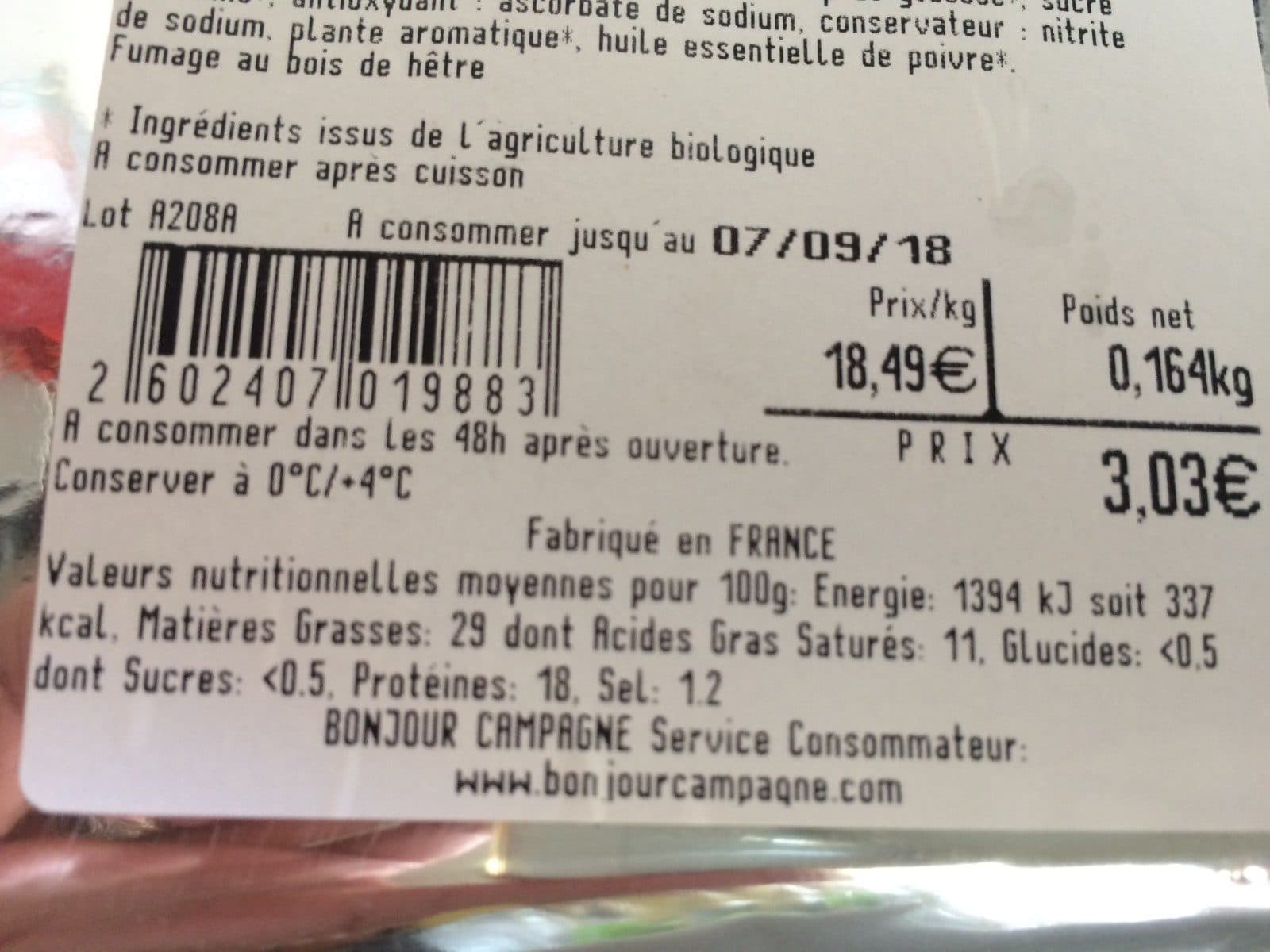 Open Food Facts Poitrine fumée packshot