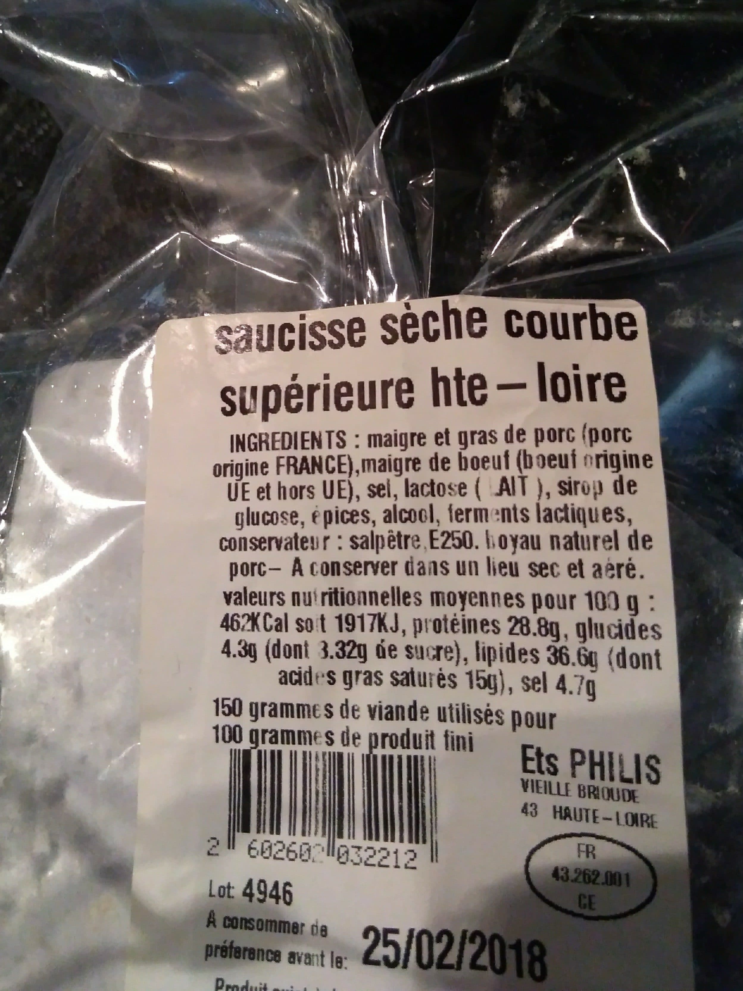 Louis Auvergne Saucisse sèche courbe supérieure j'te- loire packshot
