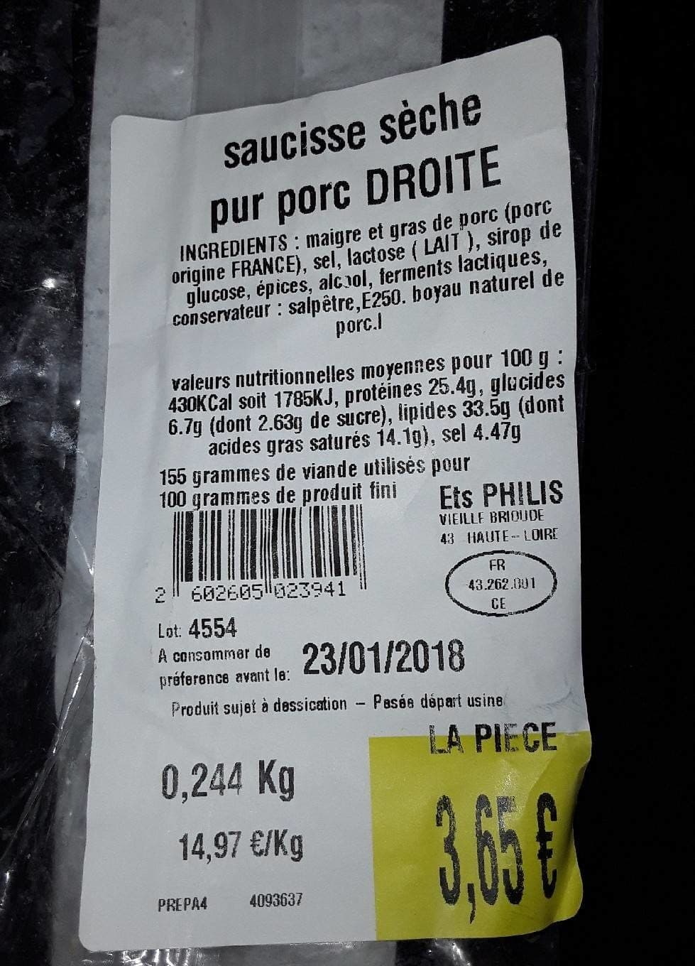 Louis Auvergne La Droite Saucisse Sèche packshot