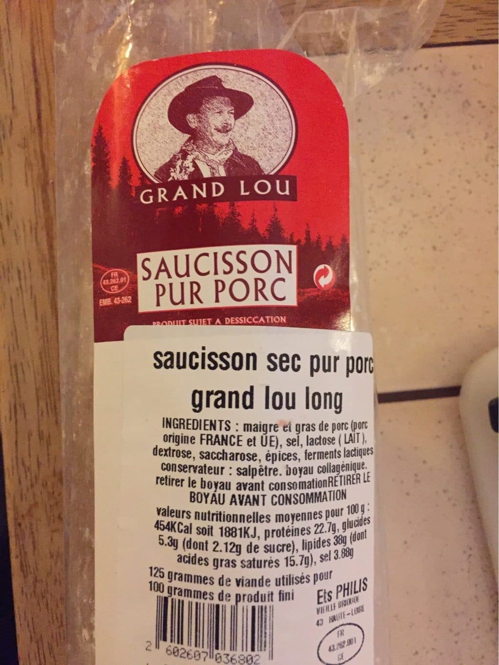 Grand Lou Saucisson sec pur porc packshot