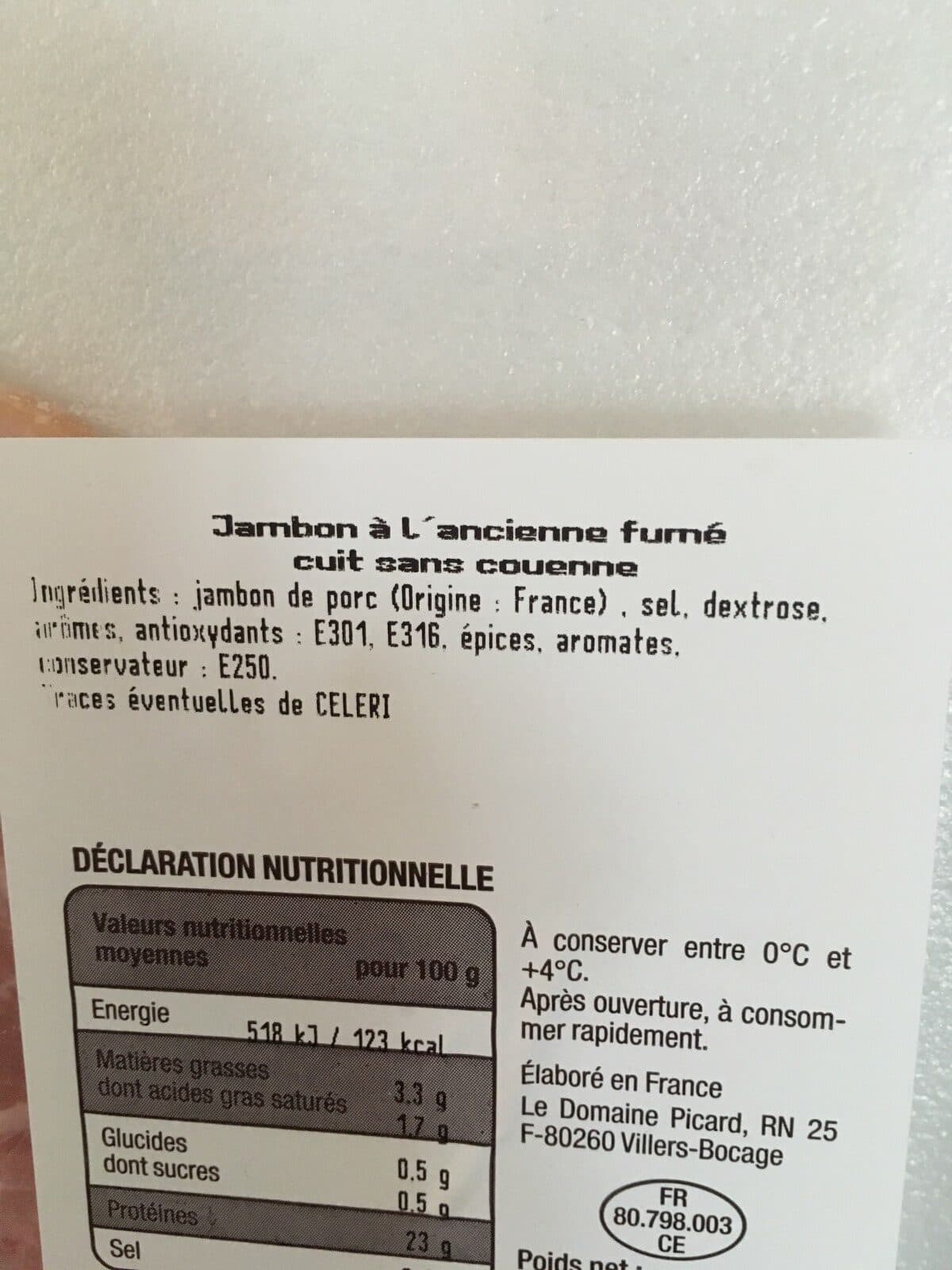 Domaine Picard Jambon fumé à l'ancienne packshot