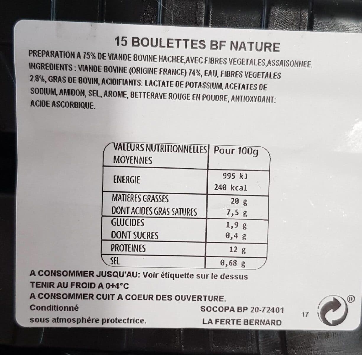 Socopa Boulette de boeuf nature packshot