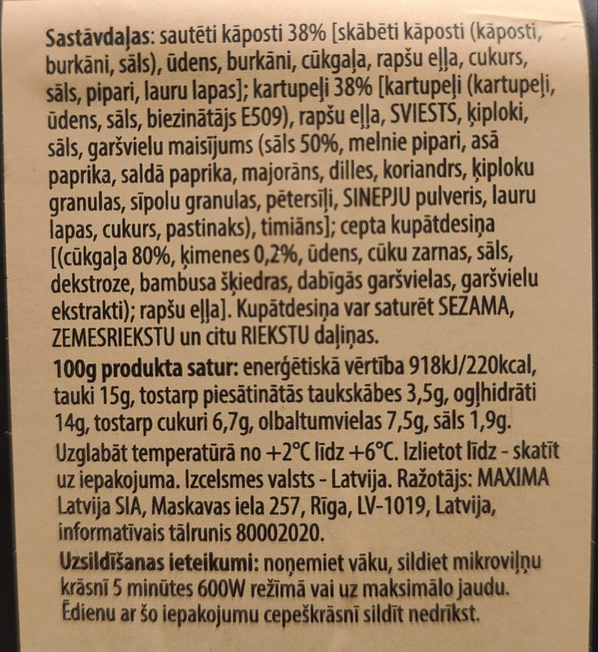 Maxima Kupātdesiņa ar kāpostiem un kartupeļiem packshot