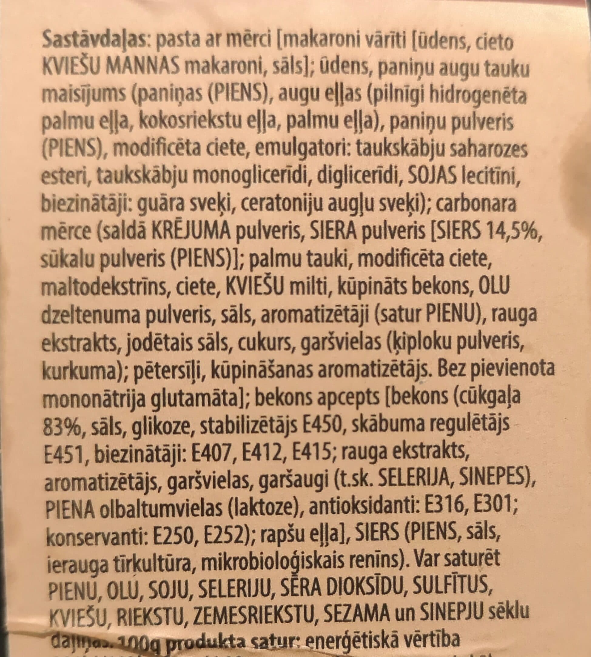 Maxima Pasta tagliatelle ar carbonara mērci packshot