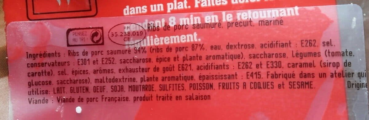 Open Food Facts Ribs de porc à griller packshot