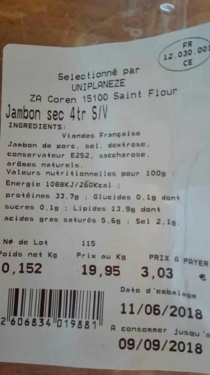 Open Food Facts Jambon sec 4tr S/V packshot