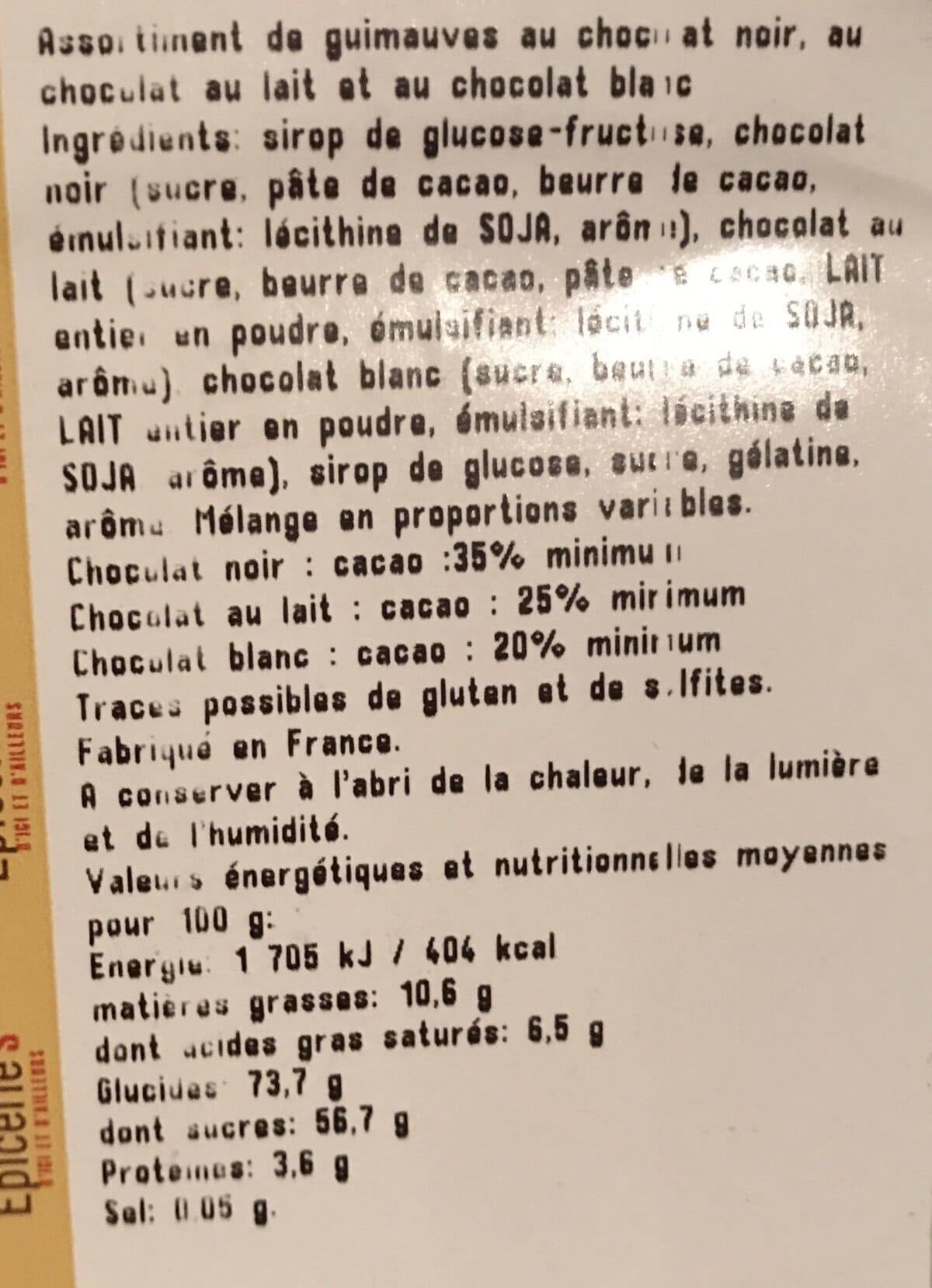 Open Food Facts Assortiment de guimauves au chocolat packshot