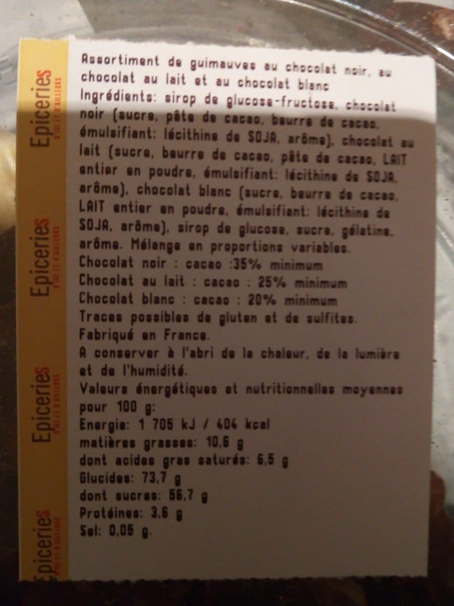 Open Food Facts Assortiment de guimauves au chocolat noir, au choc packshot