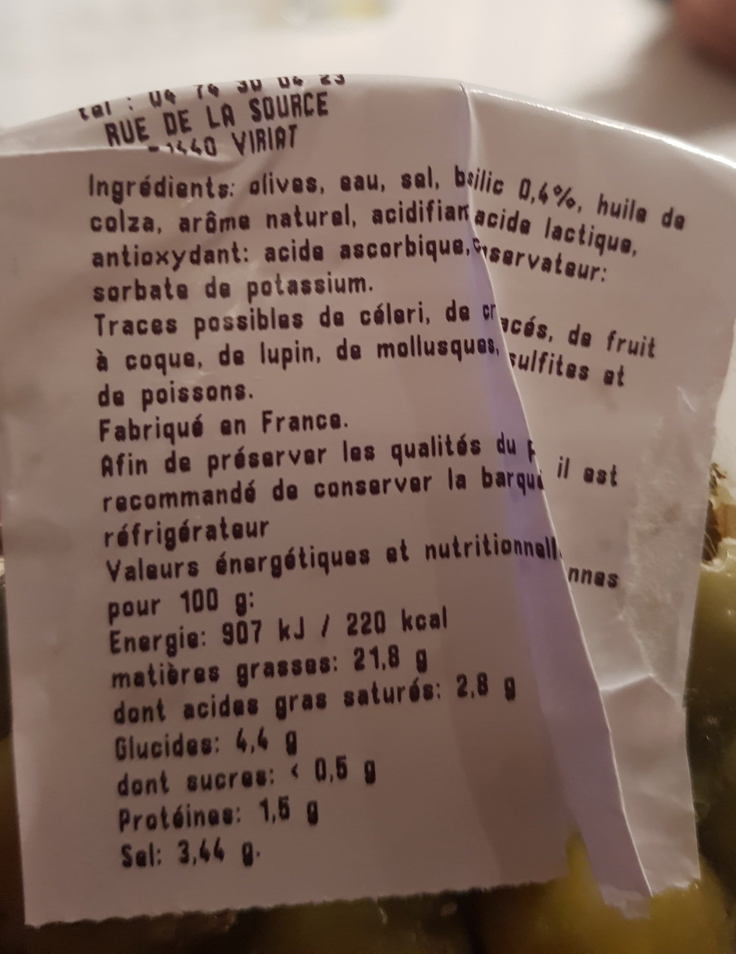 Grand Frais Olive basilic packshot