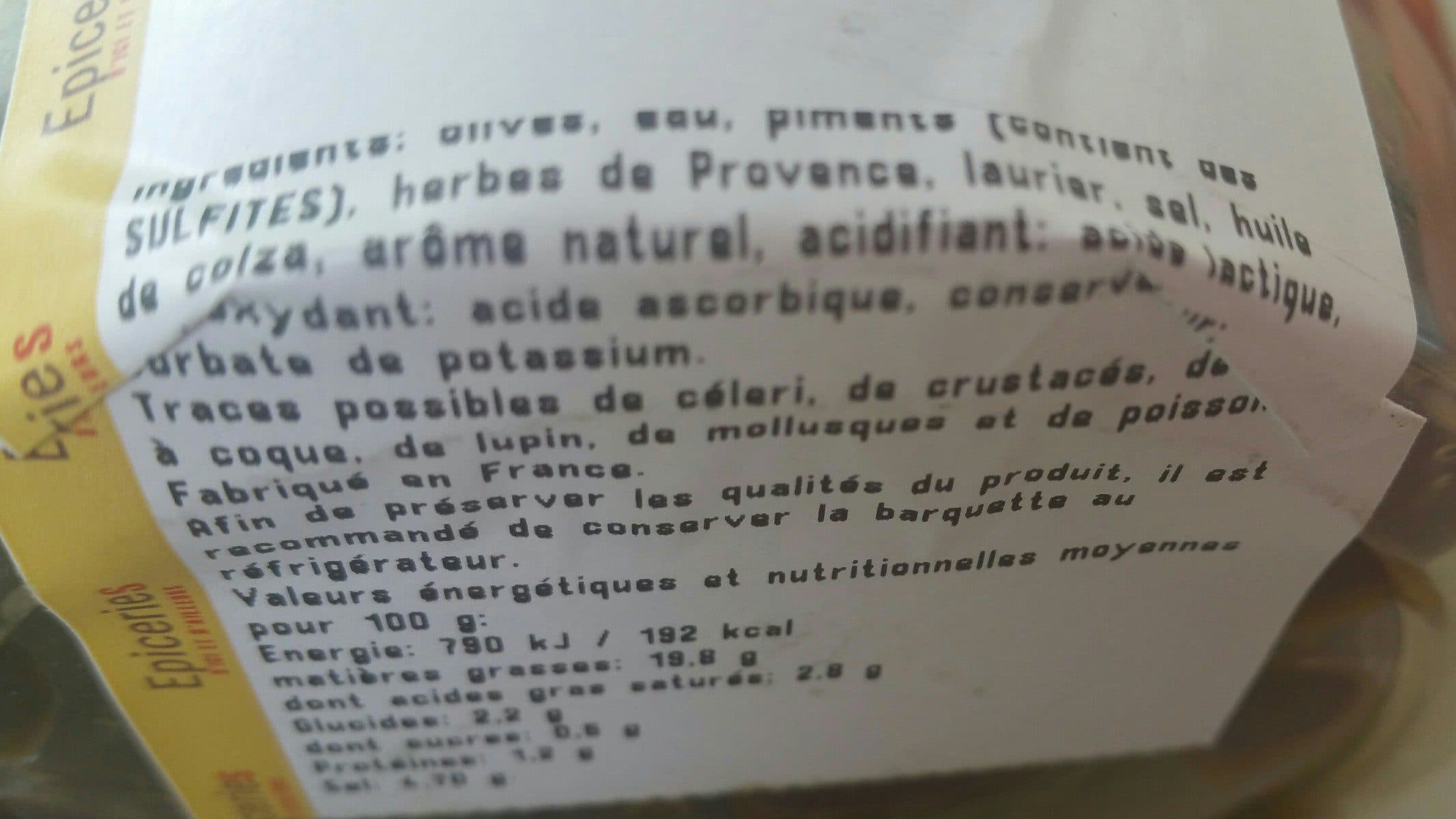 Open Food Facts Olives cuisinées à la provençale packshot