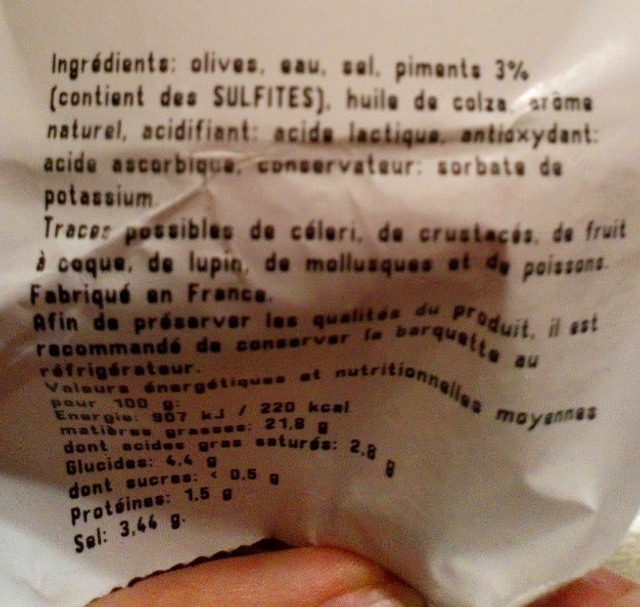 Open Food Facts Olives cassées pimentées packshot