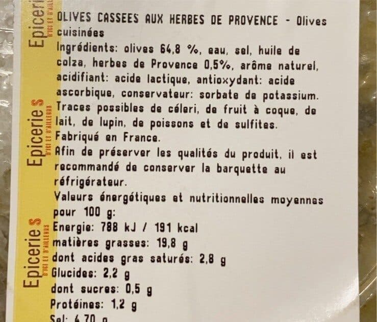 Open Food Facts Olives aux herbes de provence packshot