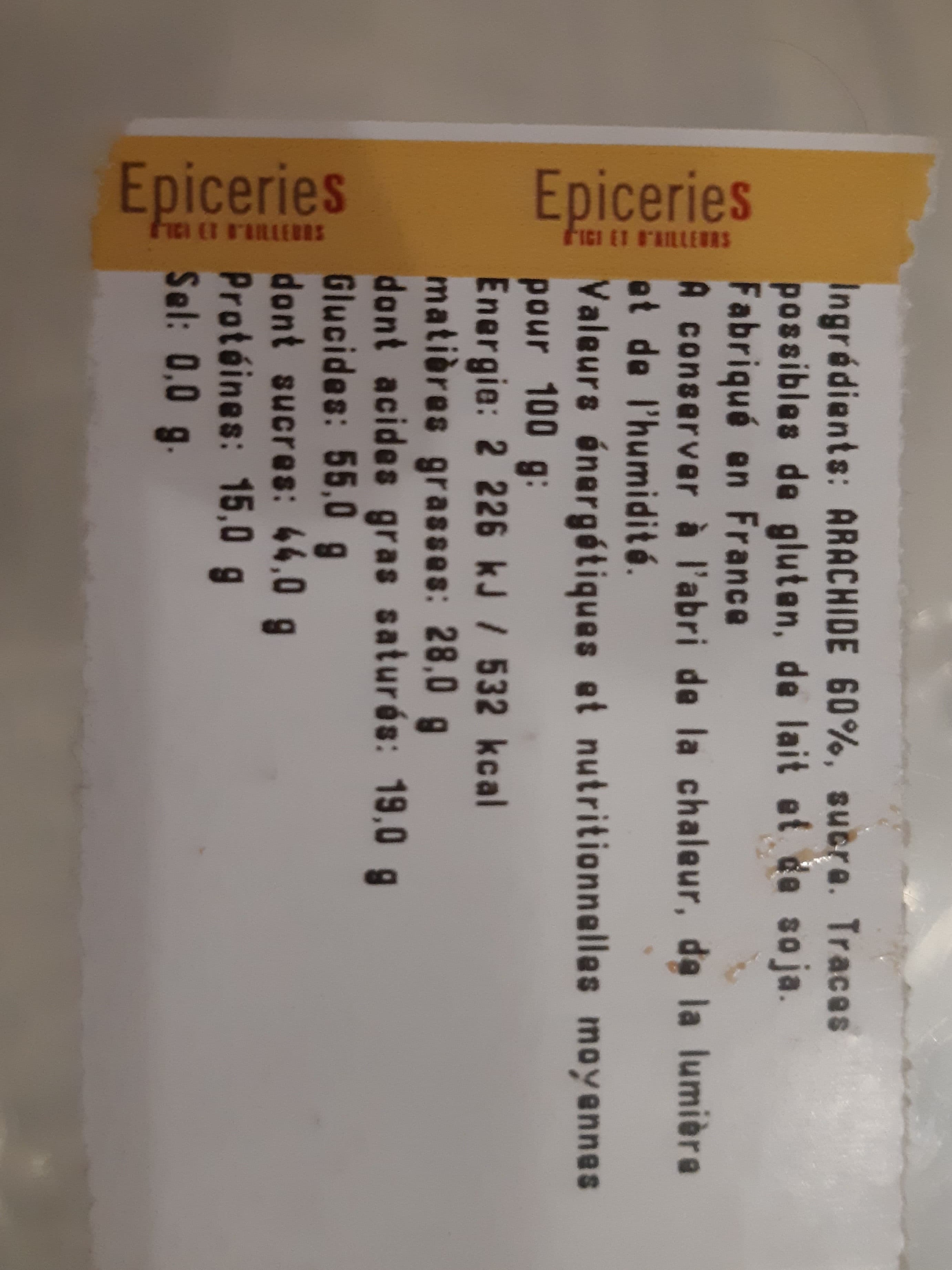 Épiceries d'ici et d'ailleurs Arachides grillées enrobées de sucre cuit packshot