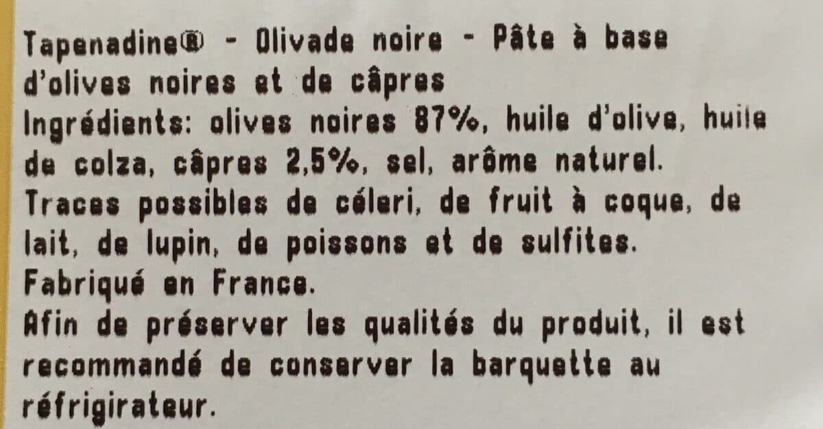 Open Food Facts Tapenadine Olivade Noire packshot