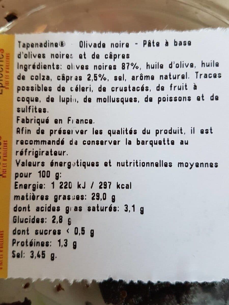 Open Food Facts Tapenadine olivade noire packshot