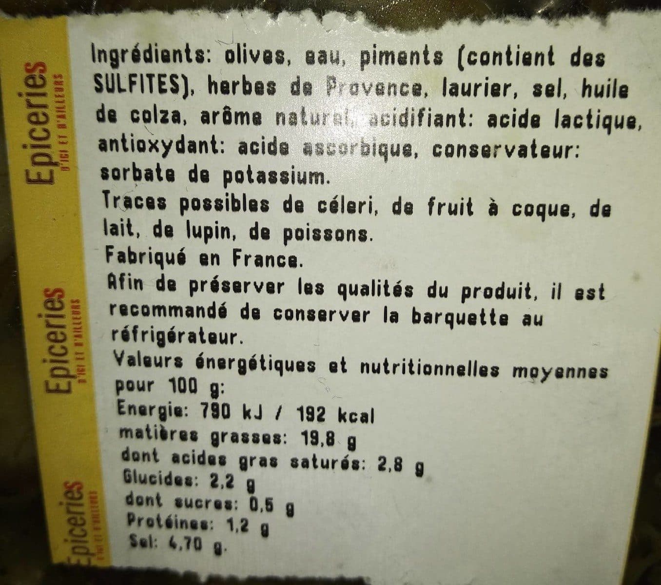 Open Food Facts Olives cuisinées à la provençale packshot