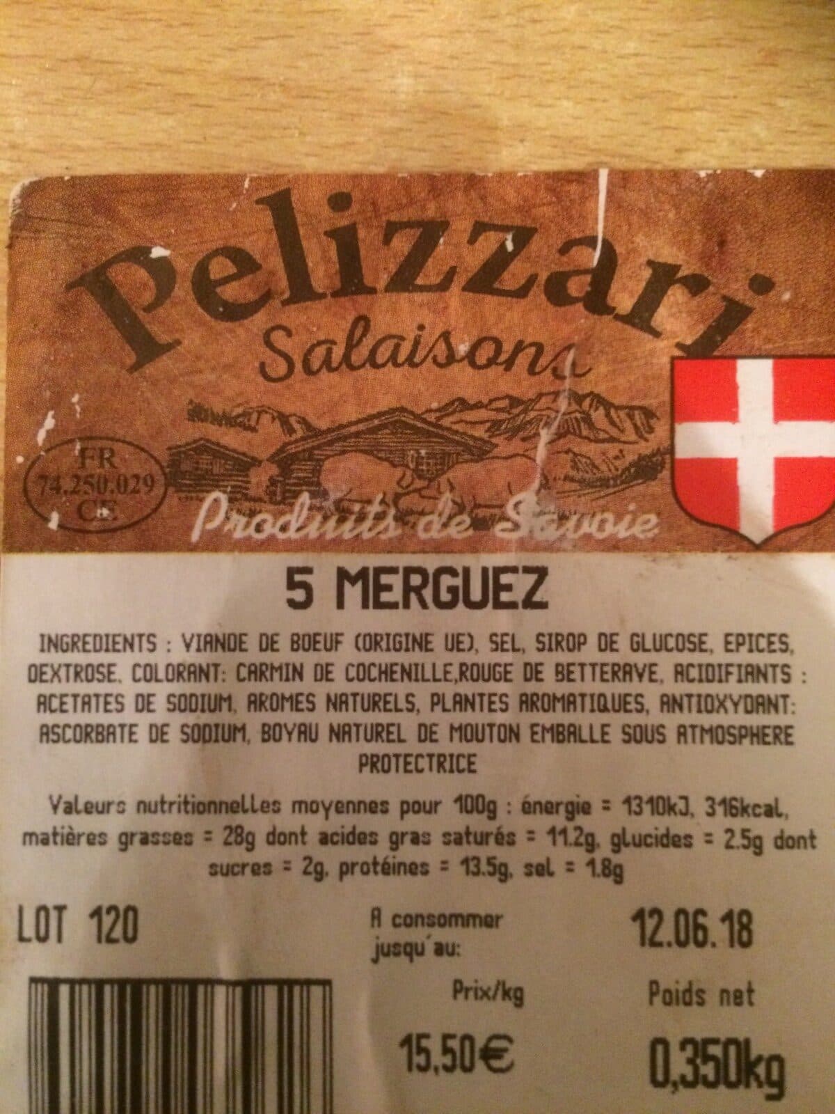 Open Food Facts Pelizzari salaison 5 merguez packshot