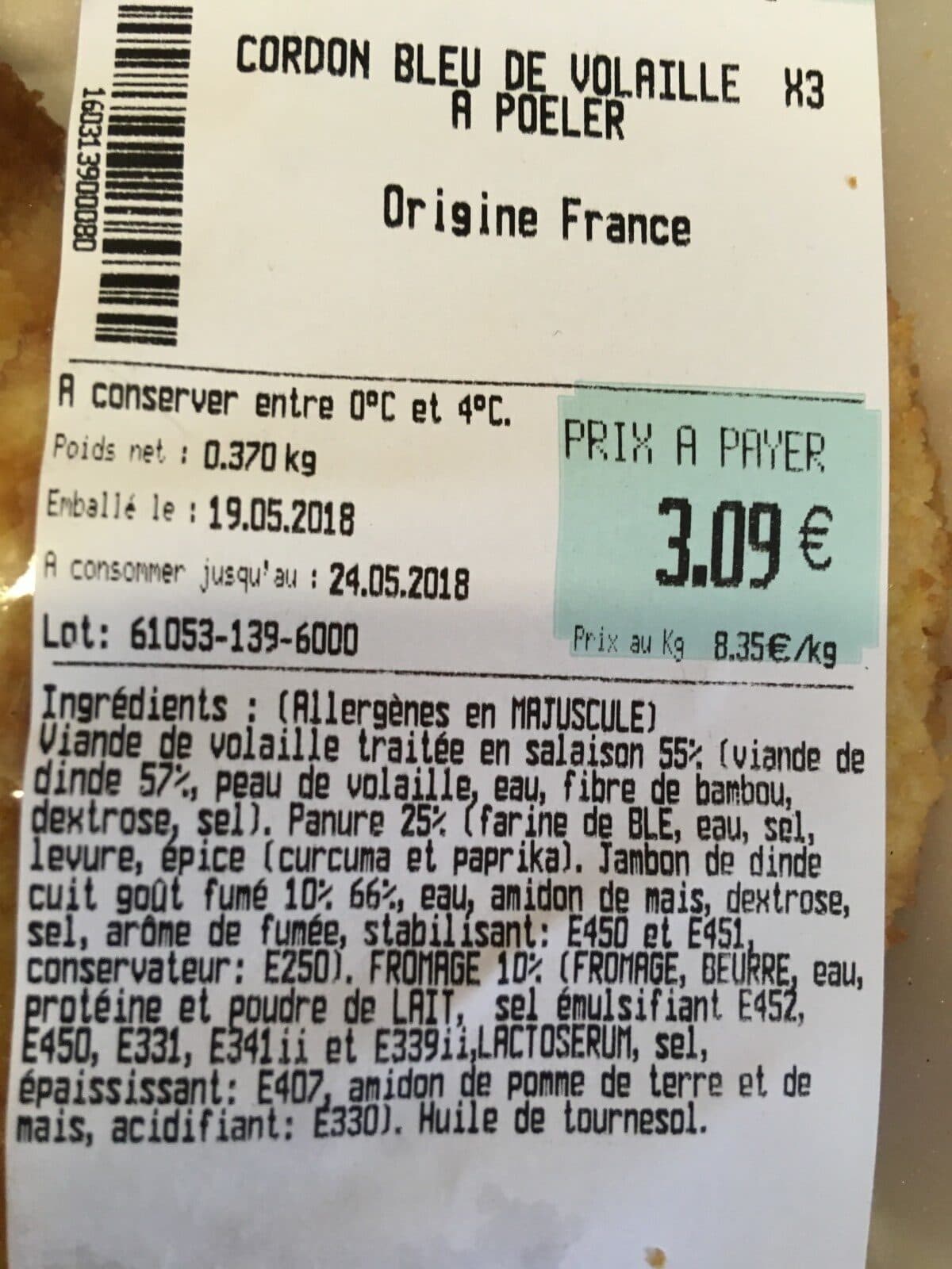 Open Food Facts Cordon bleu de volaille packshot