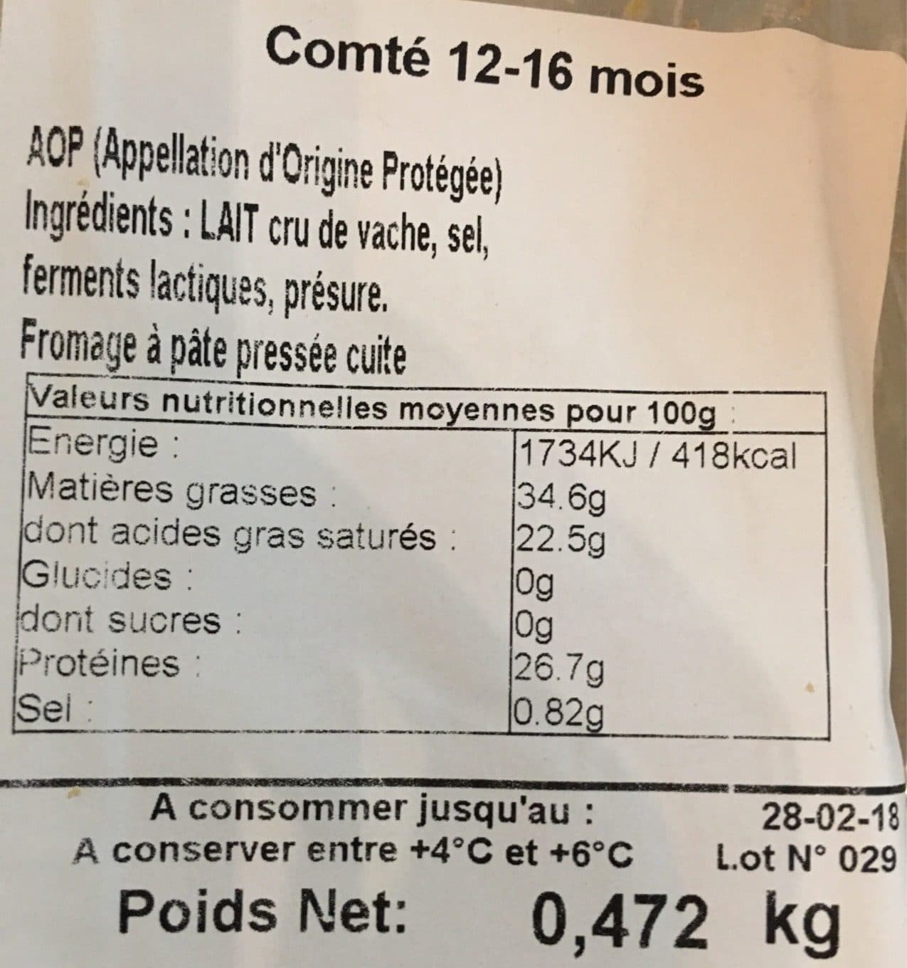 Jean Perrin Comté 12-16 mois packshot