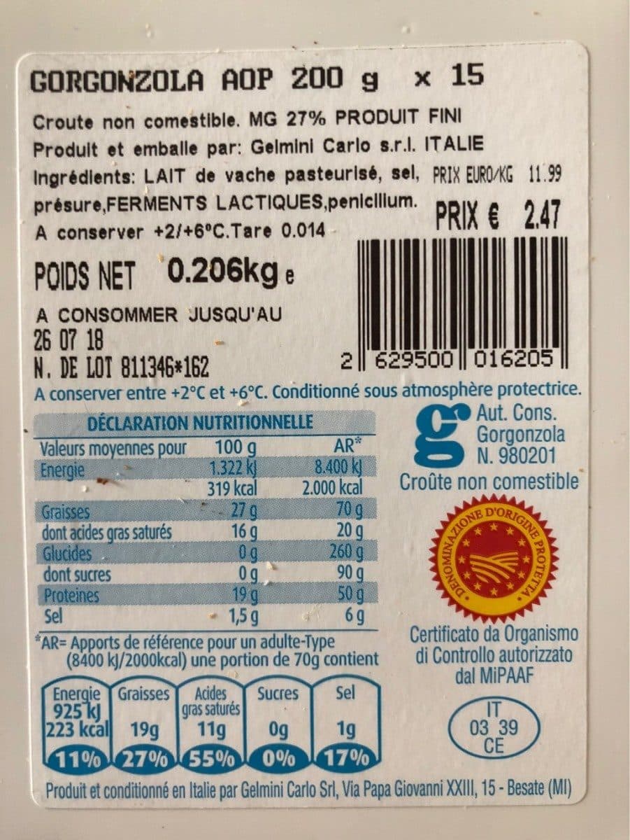 Open Food Facts Gorgonzola packshot