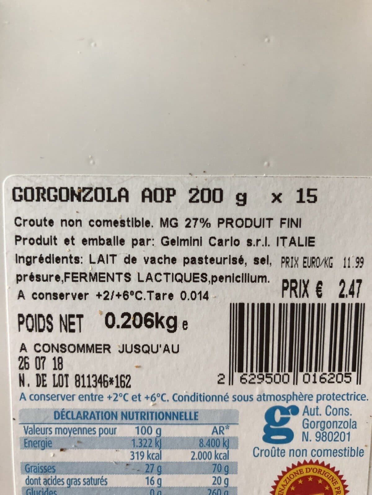 Open Food Facts Gorgonzola packshot
