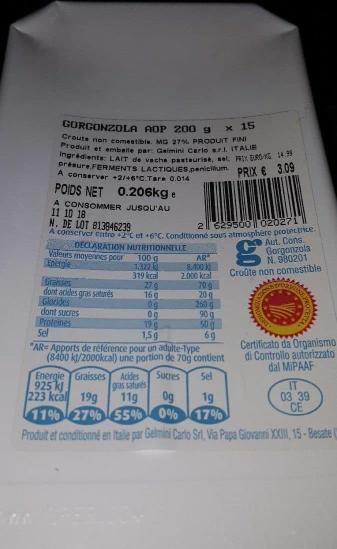Open Food Facts Gorgonzola packshot