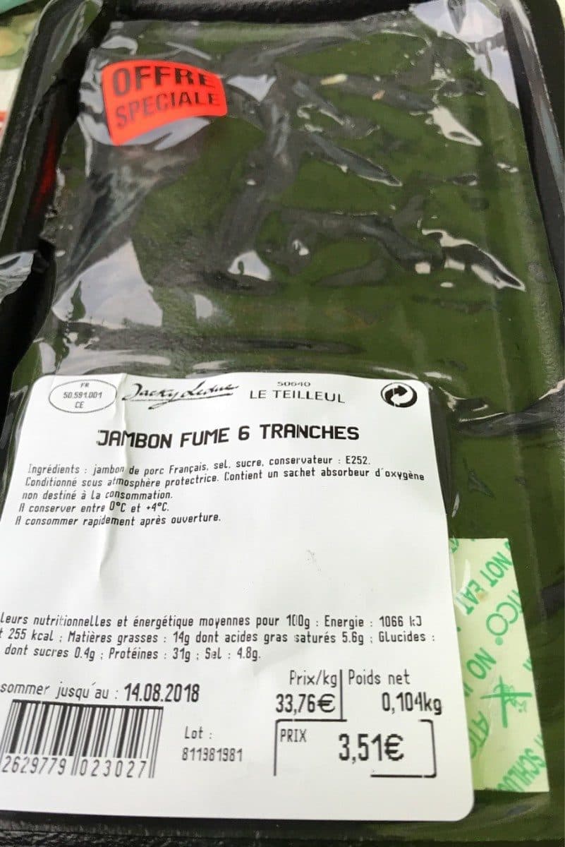 Open Food Facts Jambon fumé 6 tranches packshot