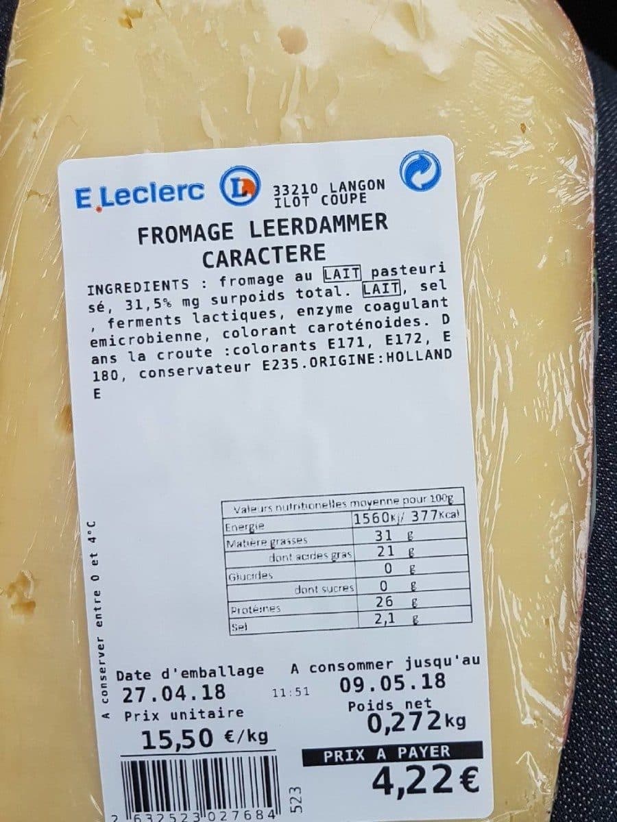 E.Leclerc Fromage leerdamer caractère packshot