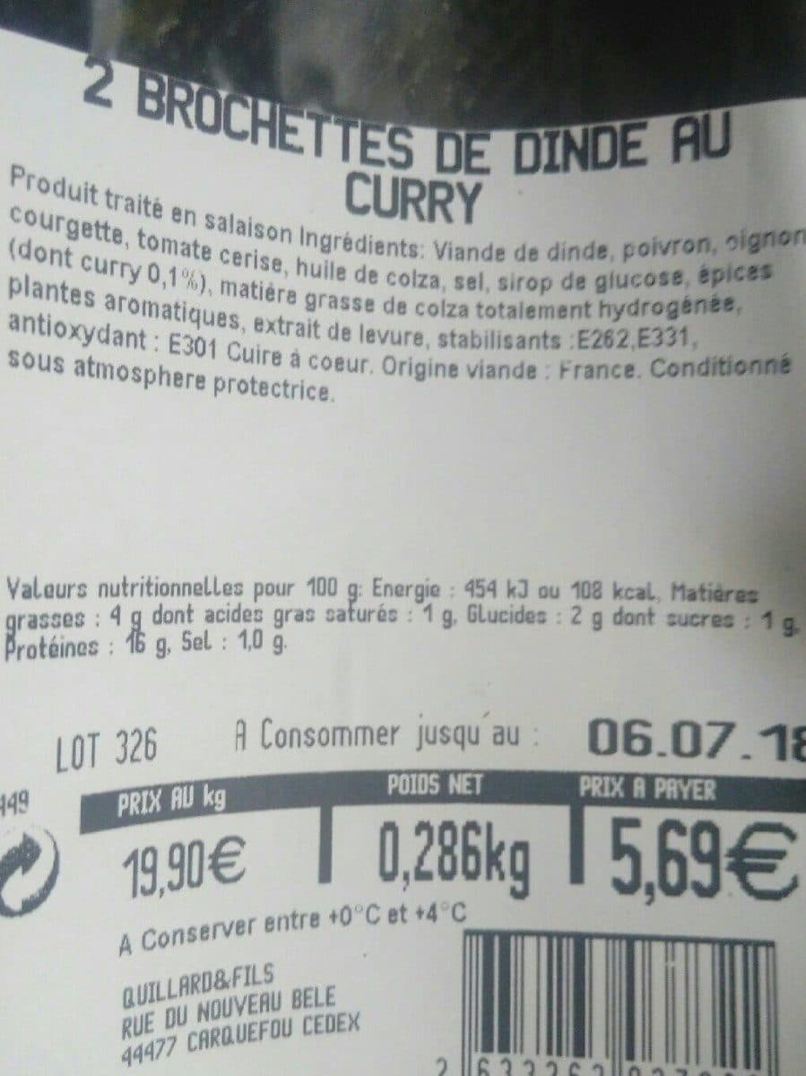 Open Food Facts Brochettes de dinde packshot