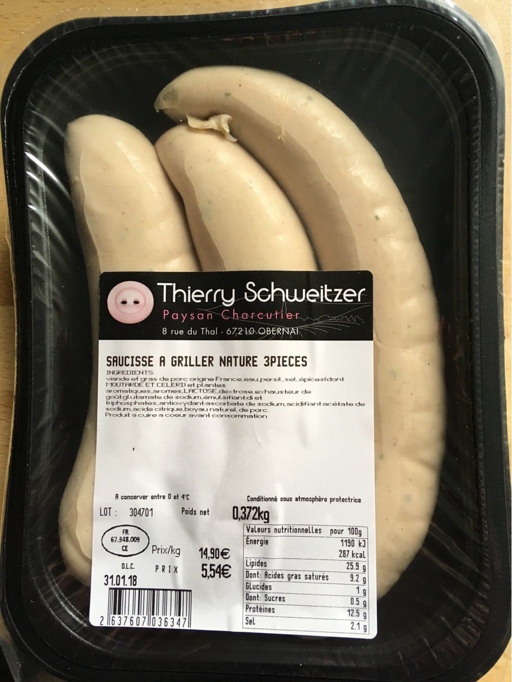 Thierry Schweitzer Saucisse a griller nature packshot