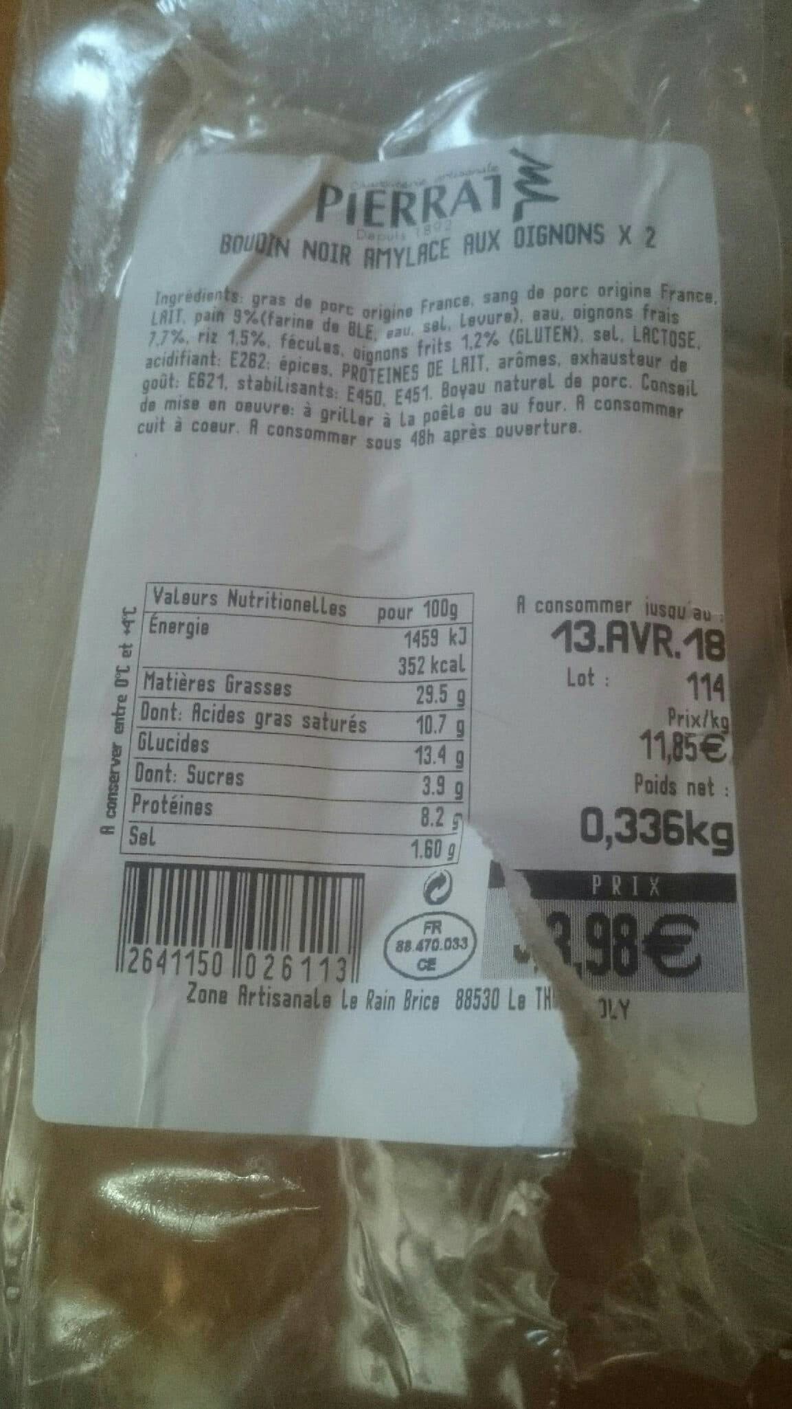 Open Food Facts Boudin noir amylace aux oignons packshot