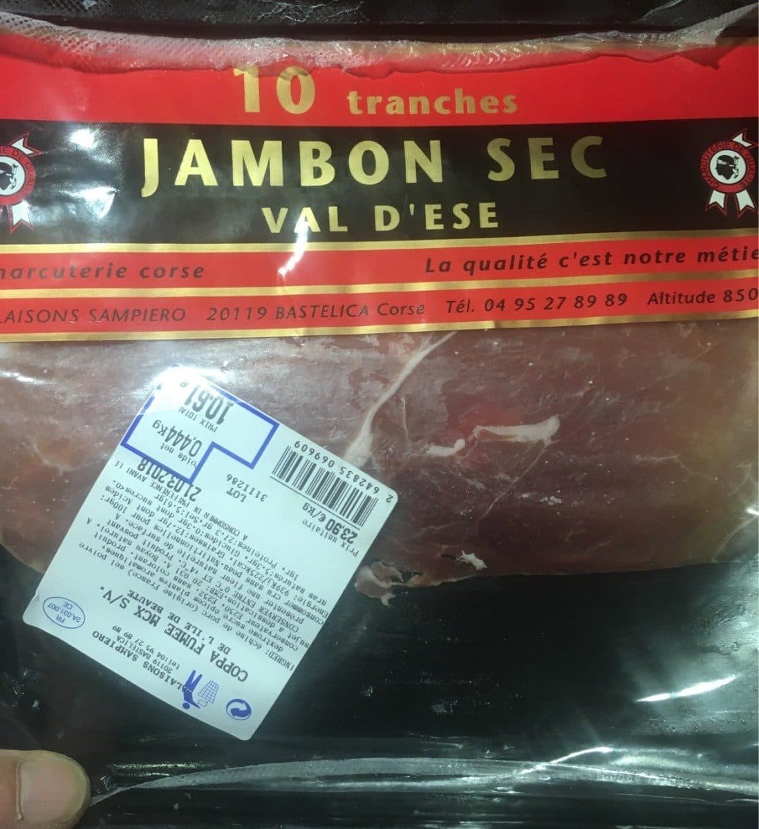 Salaisons Sampiero Jambon sec val d’ese packshot