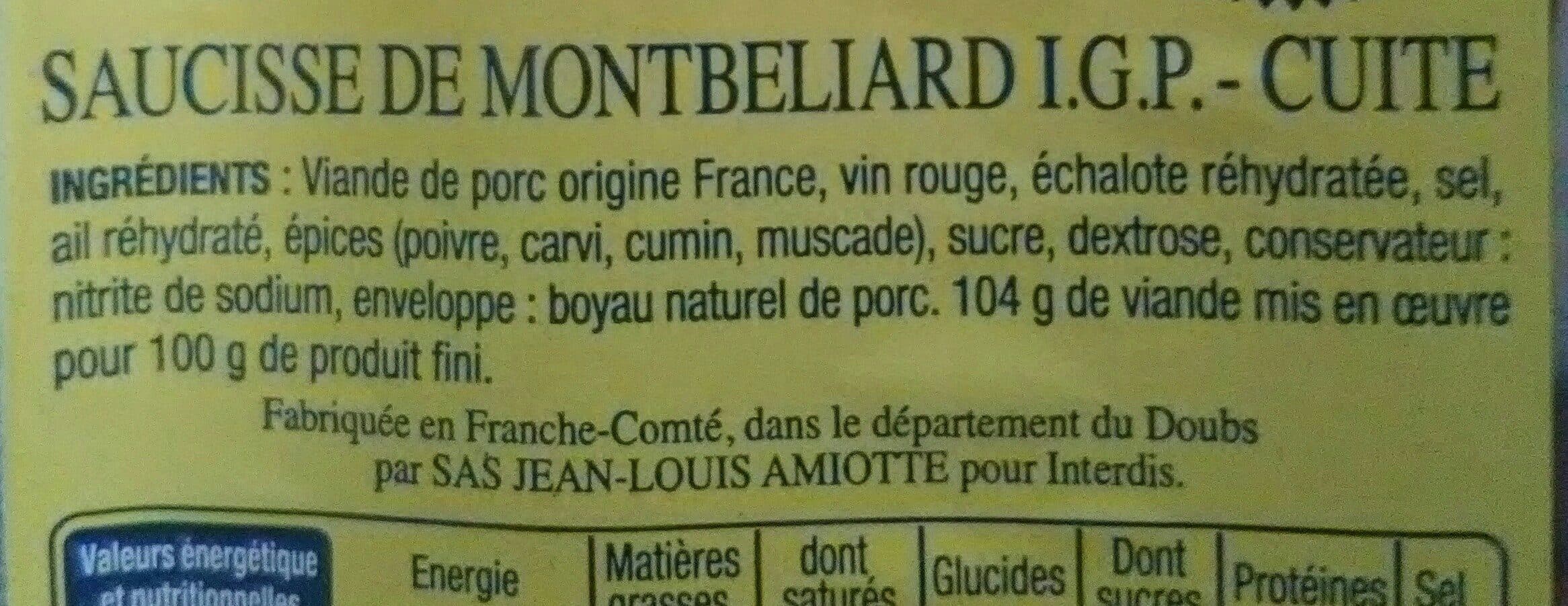 Open Food Facts Saucisse de Montbéliard I.G.P. - Cuite packshot