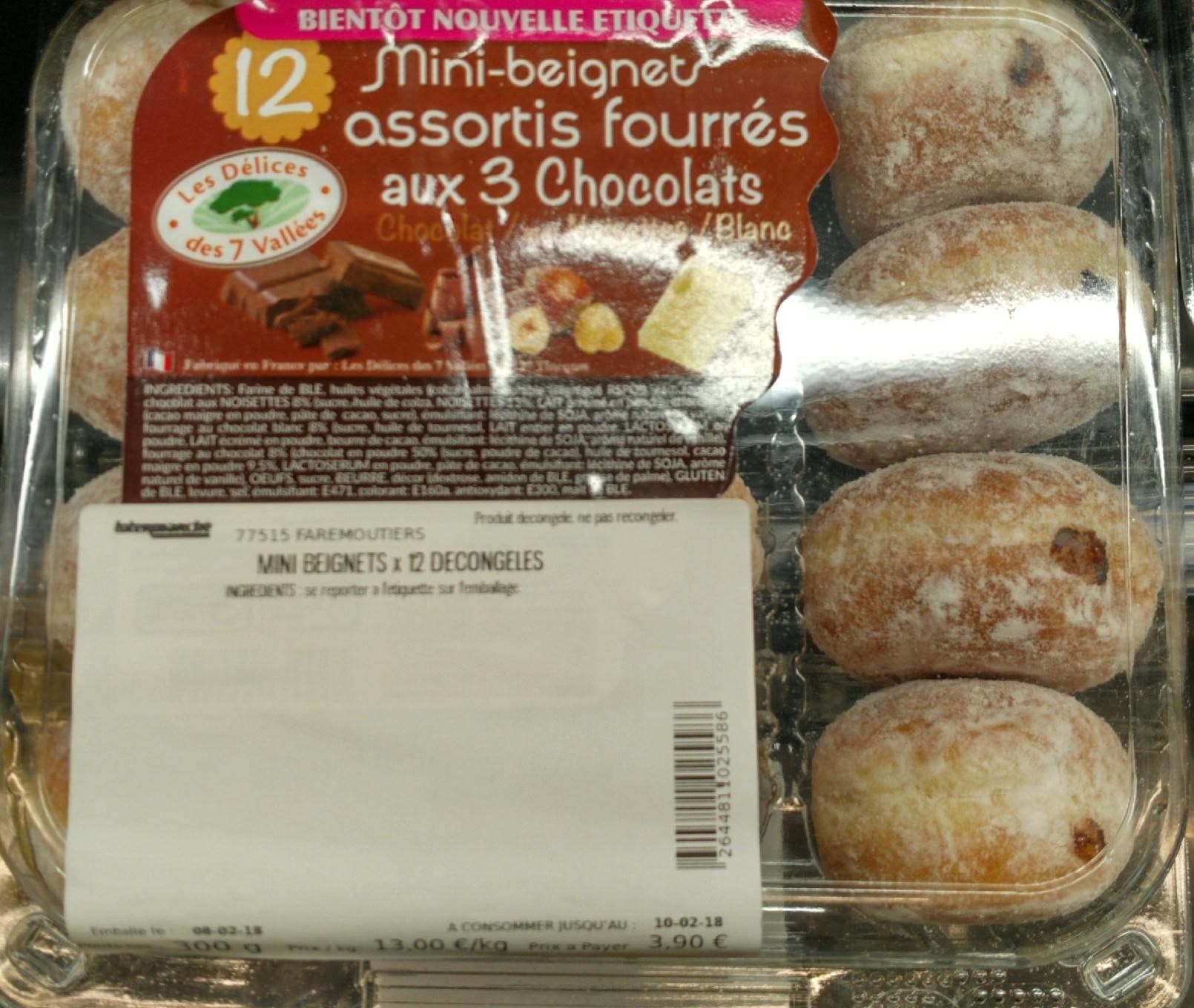Les Délices Des 7 Vallées Mini beignets assortis fourré au 3 chocolats packshot