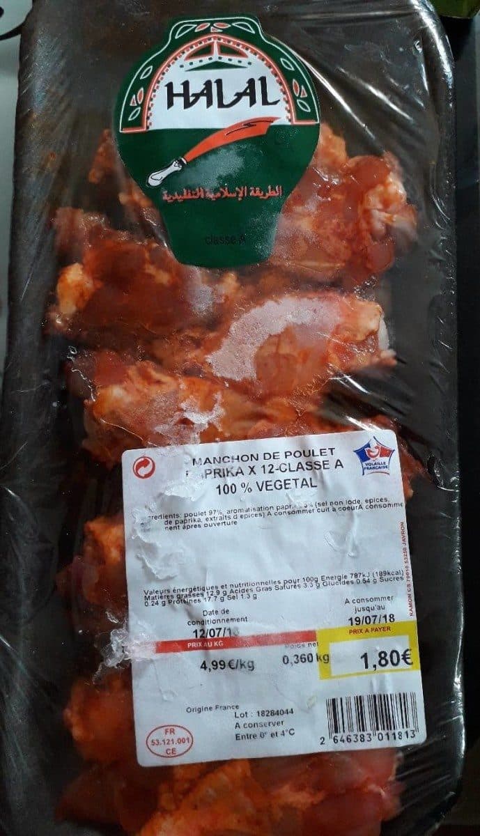 Open Food Facts Manchon de poulet paprika x12 classe A 100% végétal packshot