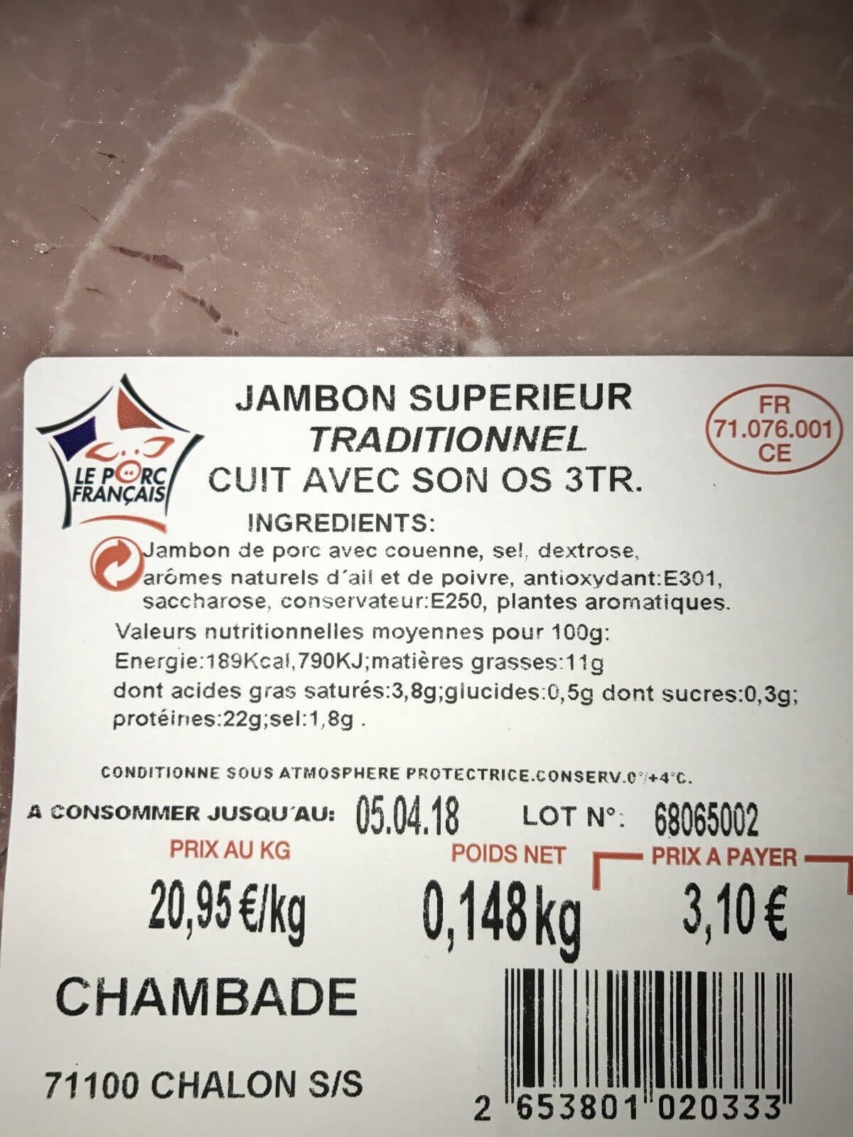 Open Food Facts Jambon superieur tradition packshot