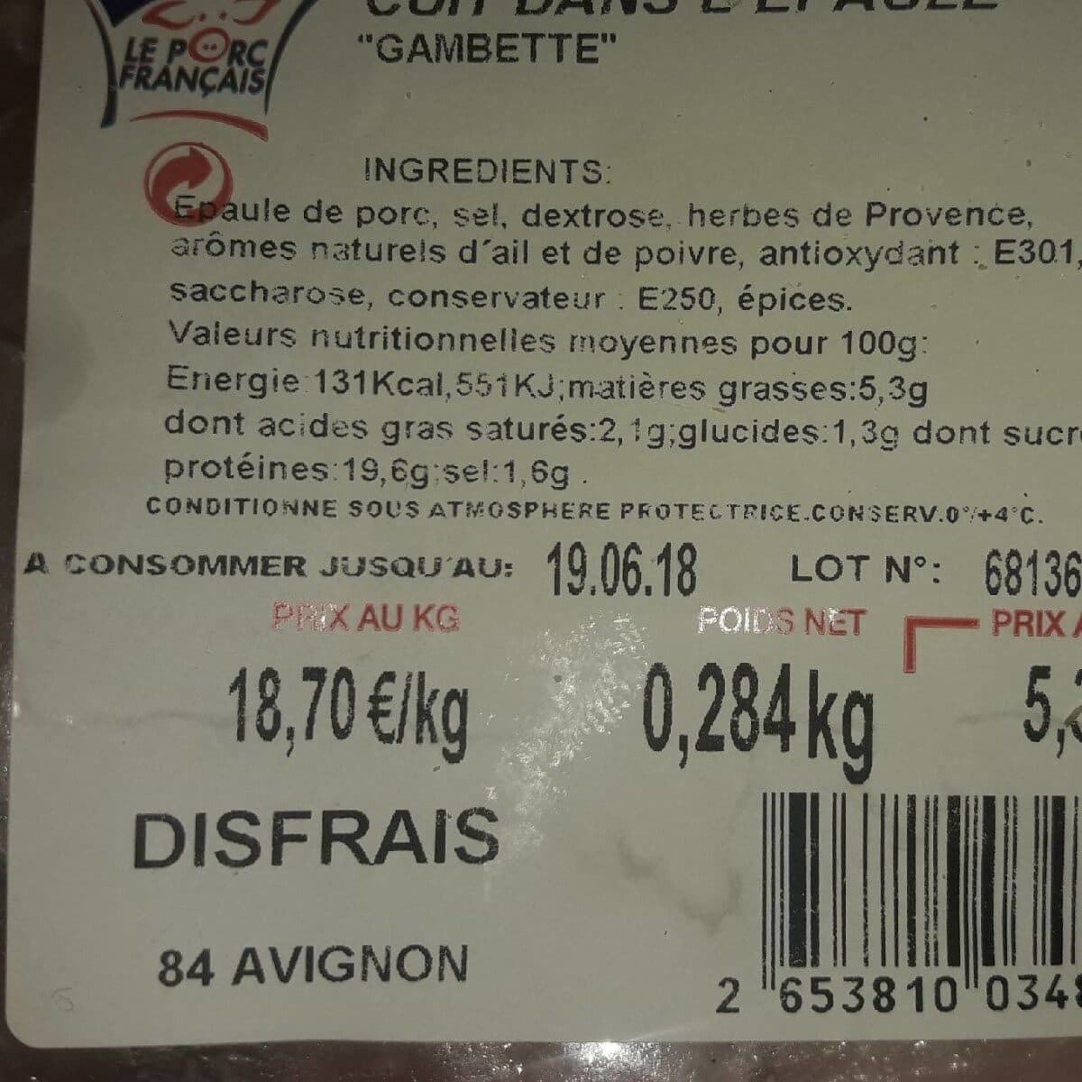 Open Food Facts Roti de porc cuit dans l epaule packshot