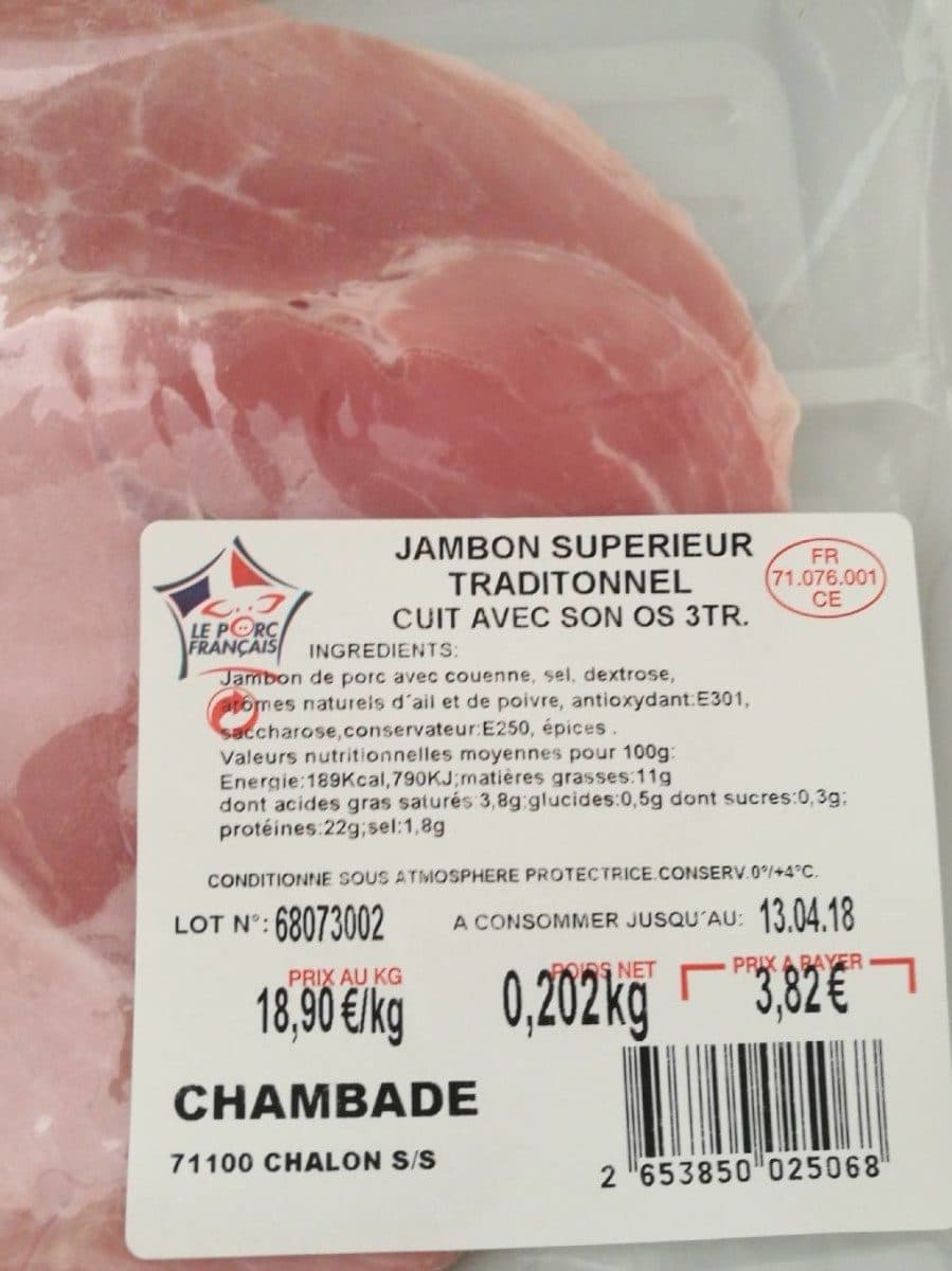 Open Food Facts Jambon supérieur traditionnel packshot
