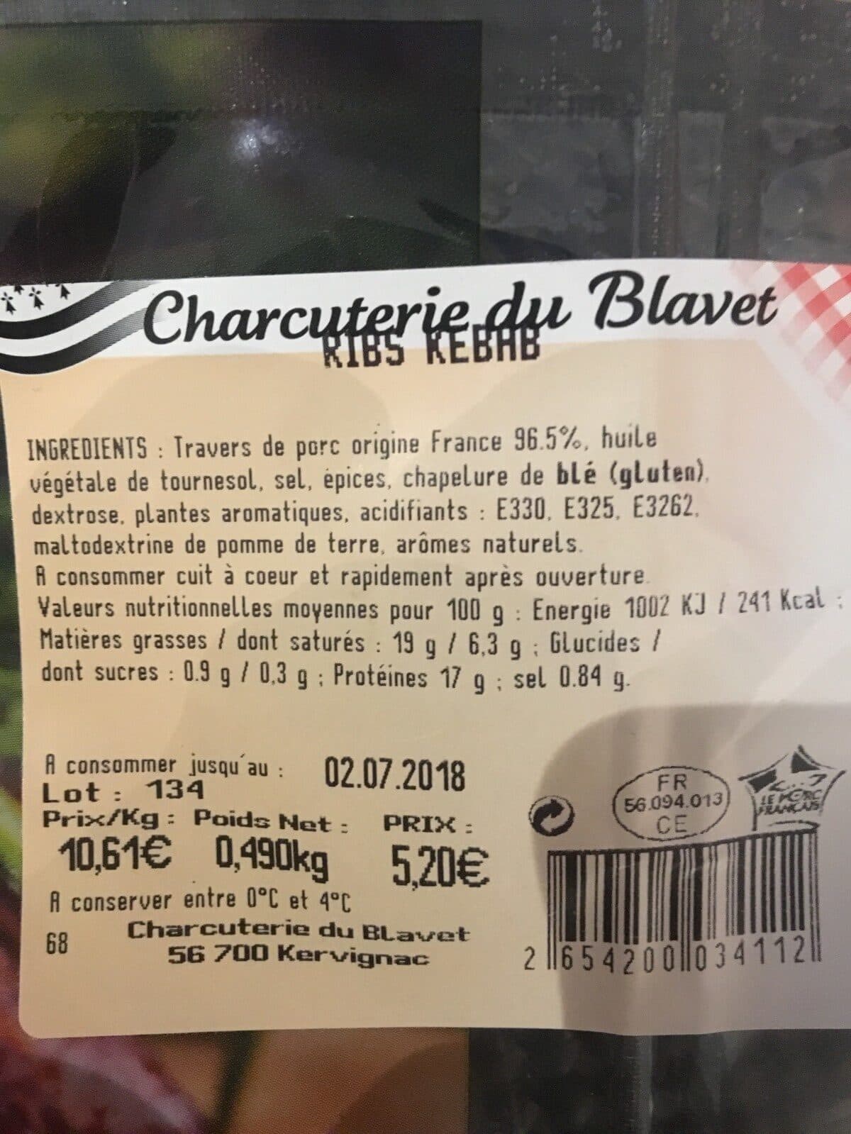 Open Food Facts Ribs travers de porc précuit packshot